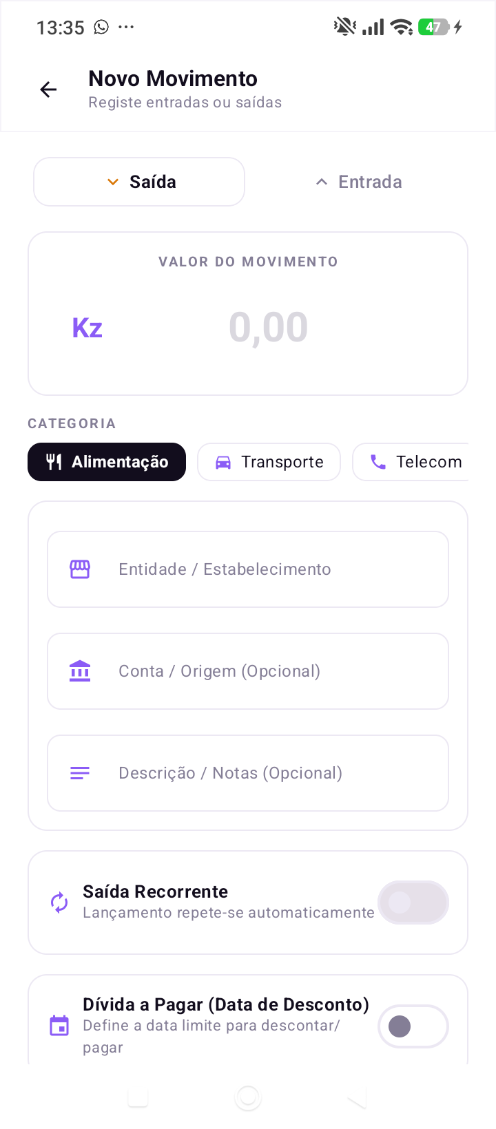 Registo e Classificação Inteligente de Movimentos